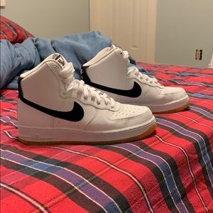 Air Force 1s (High) size 8. White/black/gum soles